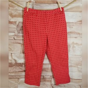 Talbots Red Circle Cropped Capri Pants